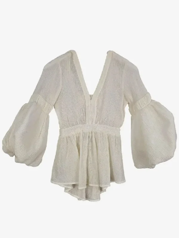 Country Road Balloon Crepe Flattering Blouse Size 4 Luxurious Women's High -  end