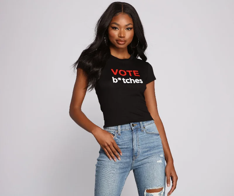 Vote B*tches Graphic Tee Shirt Classic Women's Pin - striped