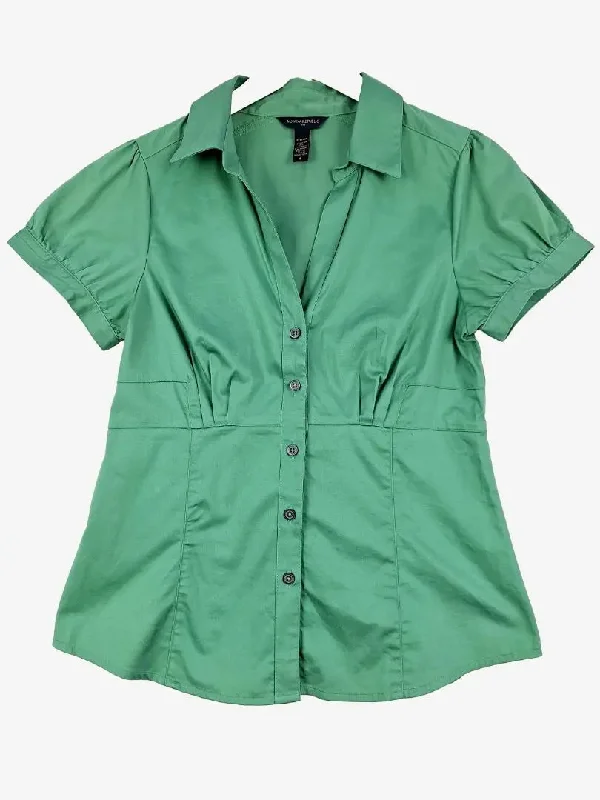 Banana Republic Moss Button Up Puff Sleeve Blouse Size 8 Refined Women's Velvet