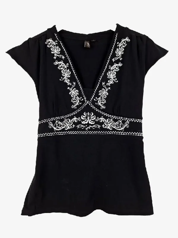 Assorted Brands Western Embroidered Tie Back Top Size S Unique Women's Upcycled