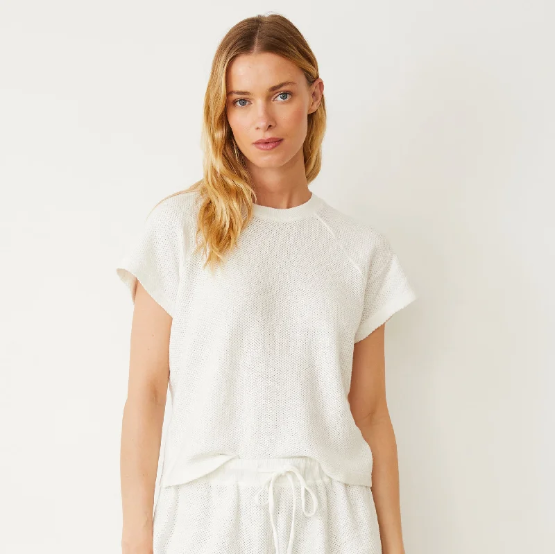 Honeycomb Knit Cut Off Raglan Monochromatic All - in - one