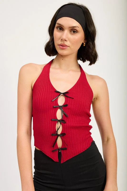HALTER NECK TO WITH BOW DETAILS Country
