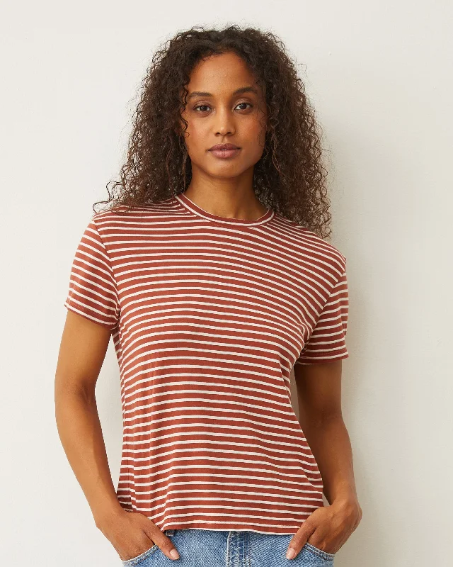 Stripe Basic Crew Neck Tee Youthful Women's Pop