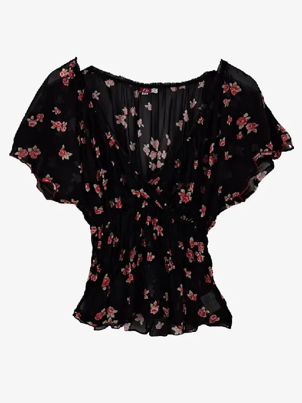 Lisa Ho Feminine Rose Sheer Blouse Size 12 purpose