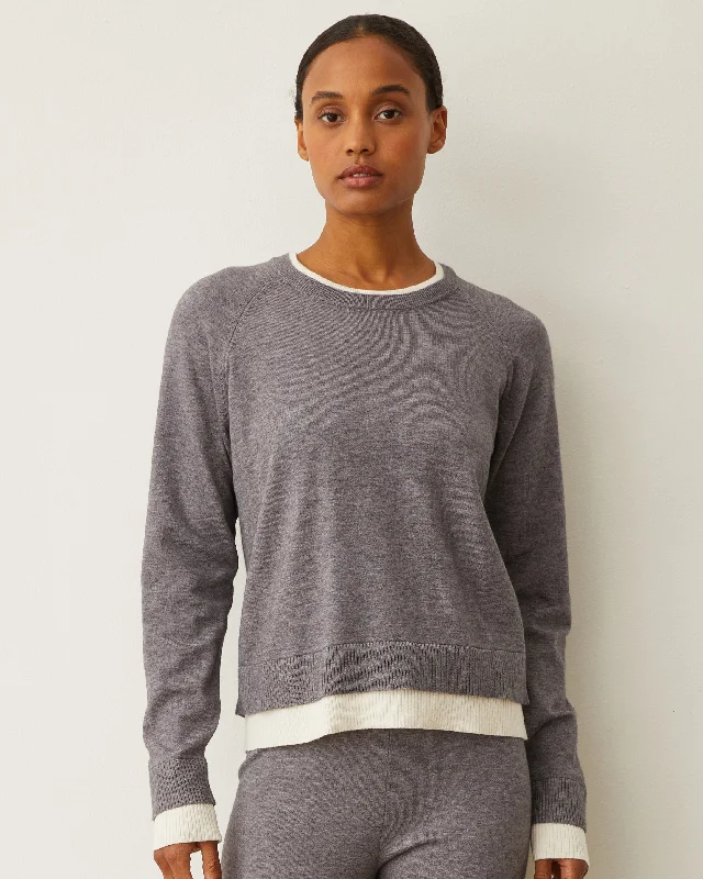 Soft Knit Crew Neck Contrast Sweater Unique Women's Upcycled