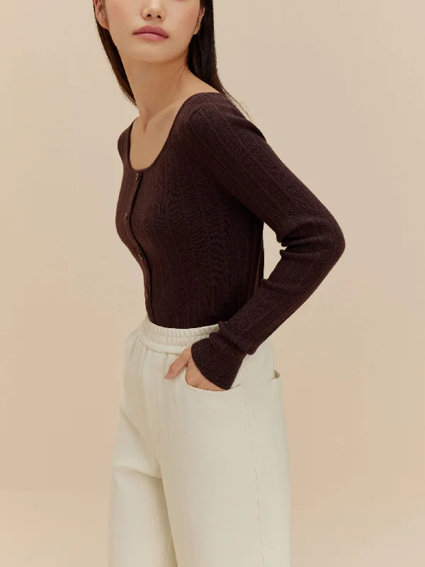 Knitted Ribbed Cardigan Cool Women's Distressed