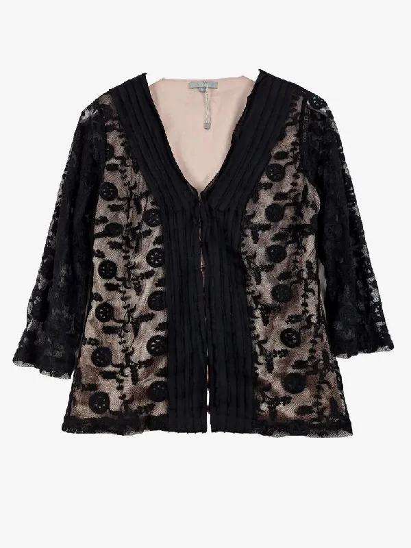 Assorted Brands Lacey Clasp Front Evening Blouse Size 10 Sophisticated Women's Tailored