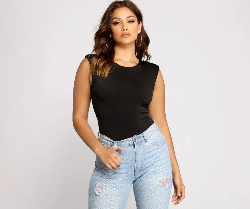 Slay In Basics Crew Neck Bodysuit Stylish Women's Tropical 
