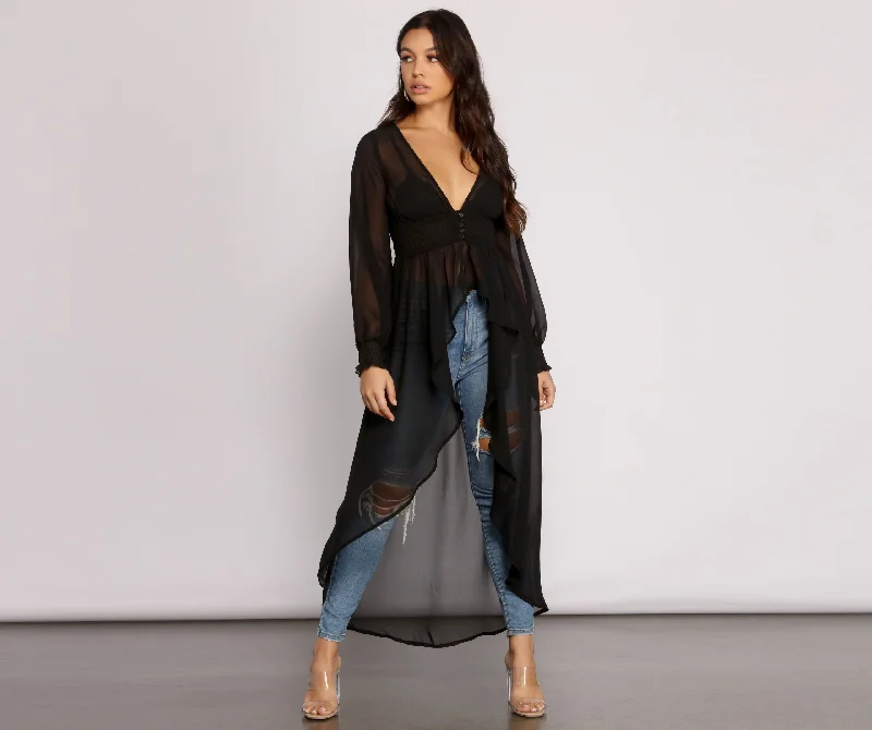 Effortless Beauty Chiffon High Low Top Confident Women's Power