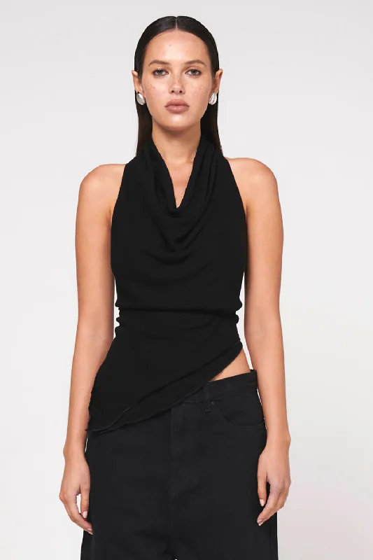 BAYSE BRAND Womens Cerise Halter Top - Black Relaxed Women's 