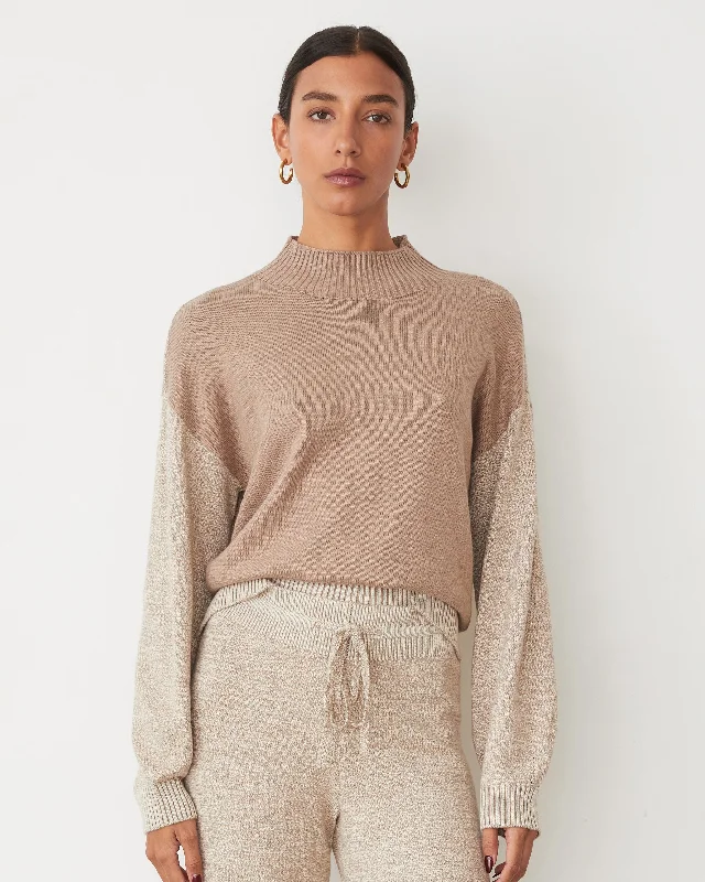 Organic Cotton Cashmere Funnel Neck Sweater Cozy Women's Winter