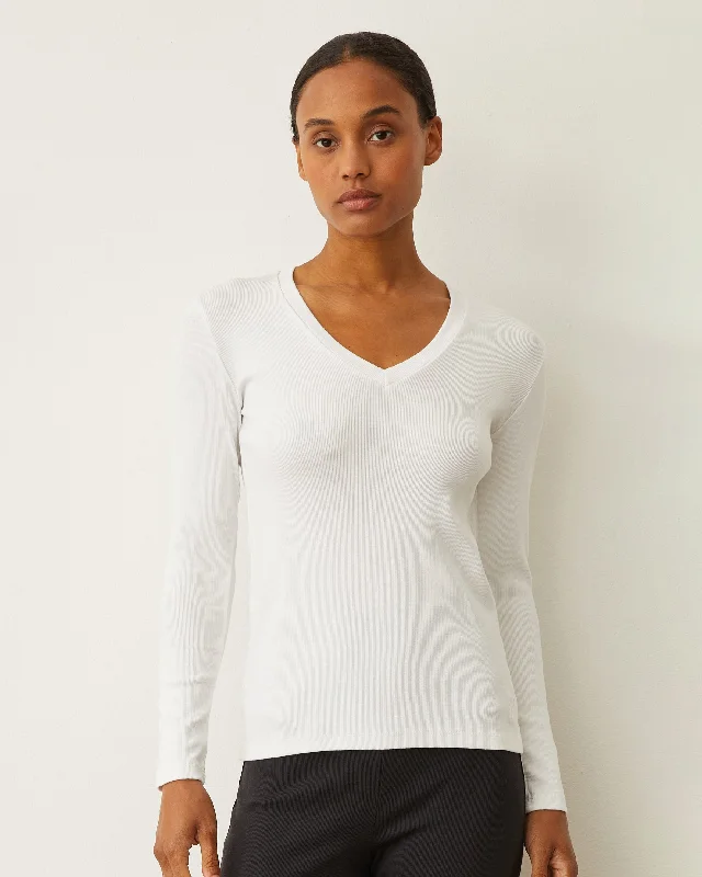 Supimaluxe Rib Long Sleeve V Neck Practical Women's Multi - 