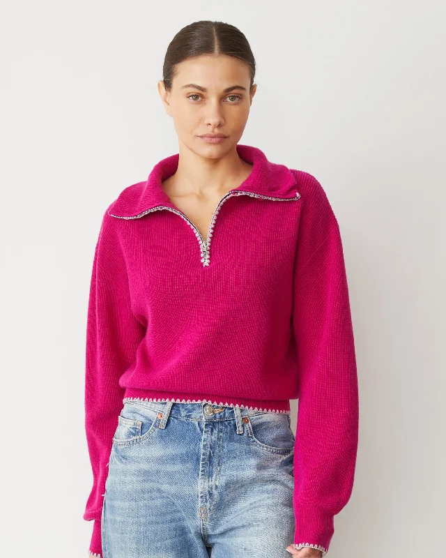 Wool Cashmere Half Zip Sweater Dynamic Women's High - energy