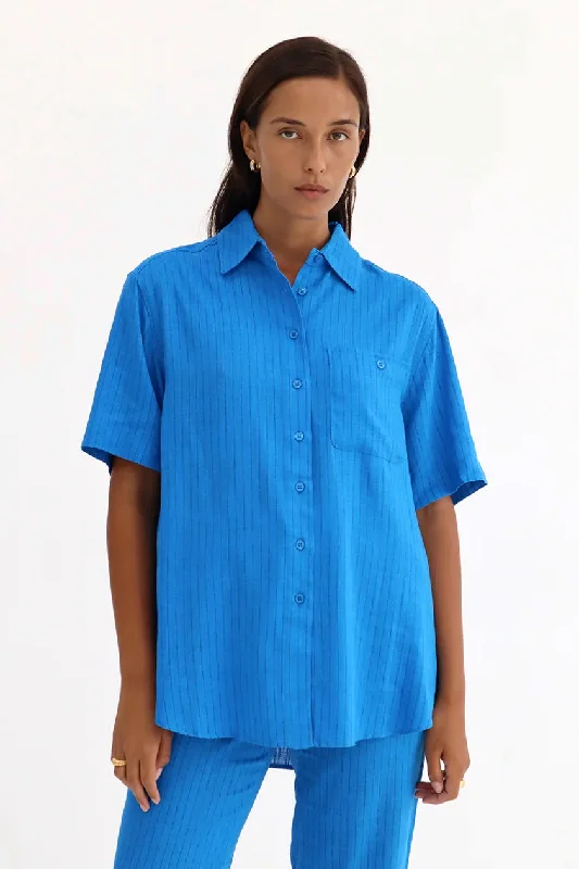 BLANCA Womens Genevieve Shirt Blue Disco