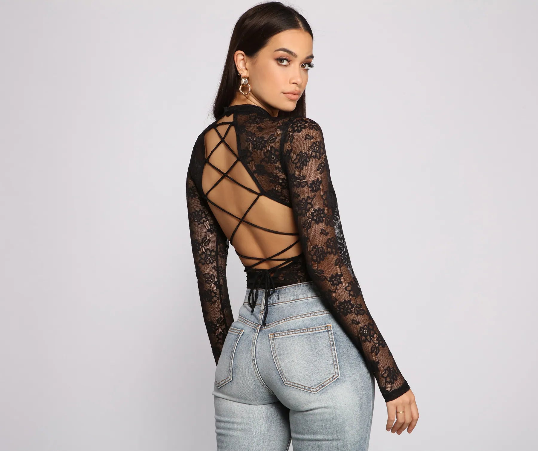 Living For Lace Strappy Back Bodysuit French