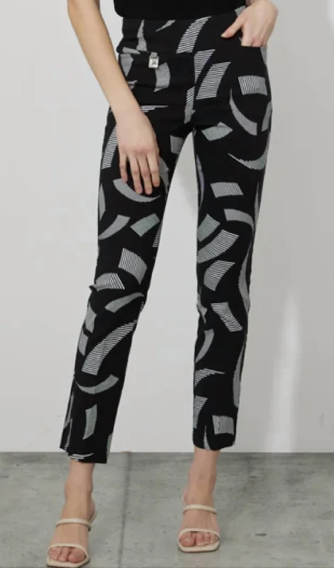 Geo Print Pants In Black Vanilla