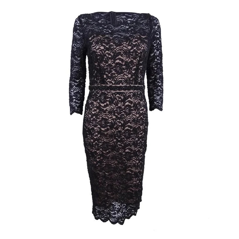 Alex Evenings Women's Beaded Lace Sheath Dress