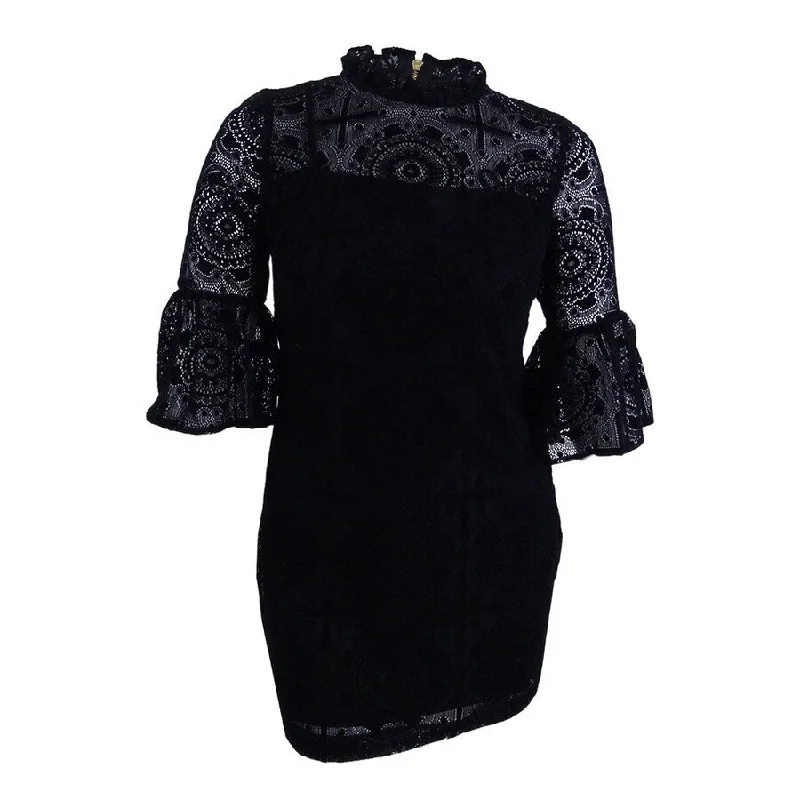 Calvin Klein Women's Burnout Velvet Lace Bell-Sleeve Dress