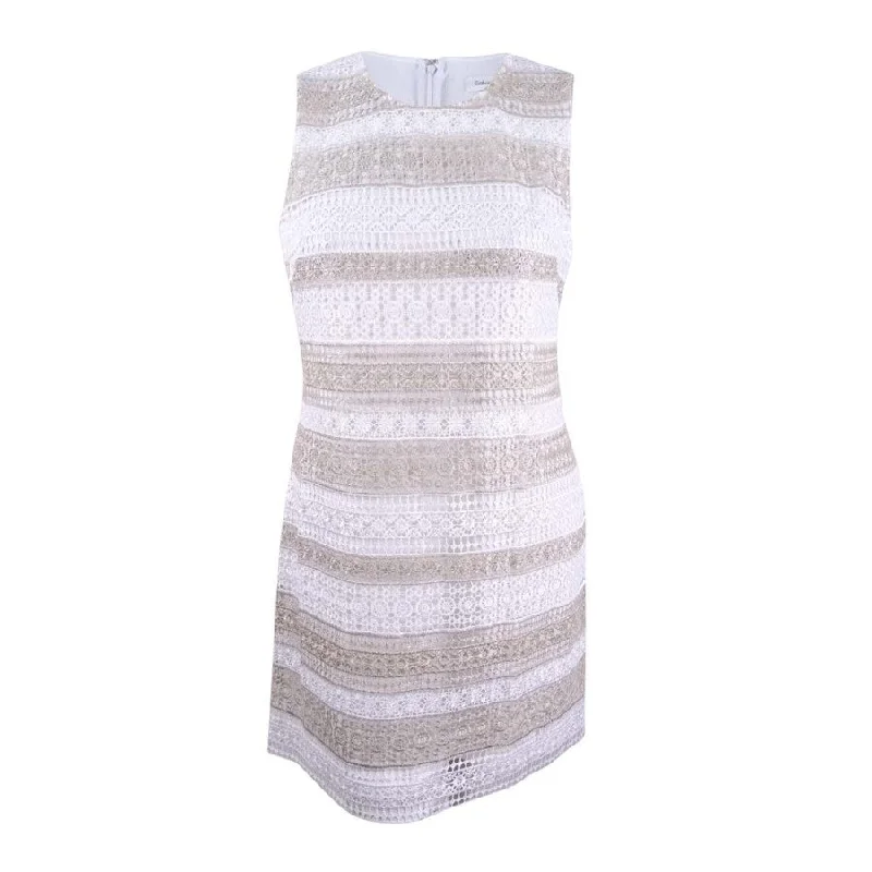 Calvin Klein Women's Lace-Stripe Sheath Dress