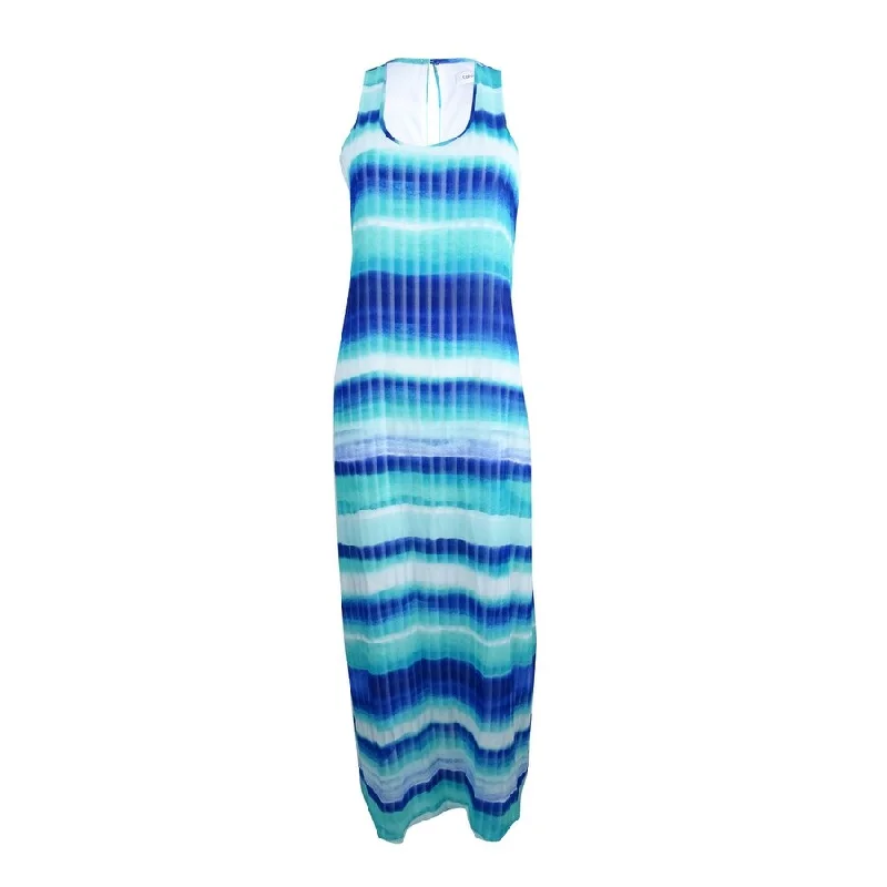 Calvin Klein Women's Striped Chiffon U-Neck Maxi Dress