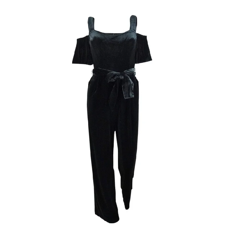 Calvin Klein Women's Velvet Cold-Shoulder Jumpsuit