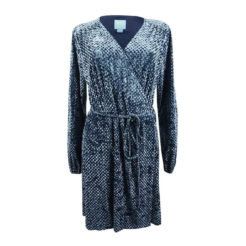 CeCe Women's Velvet Textured Wrap Dress