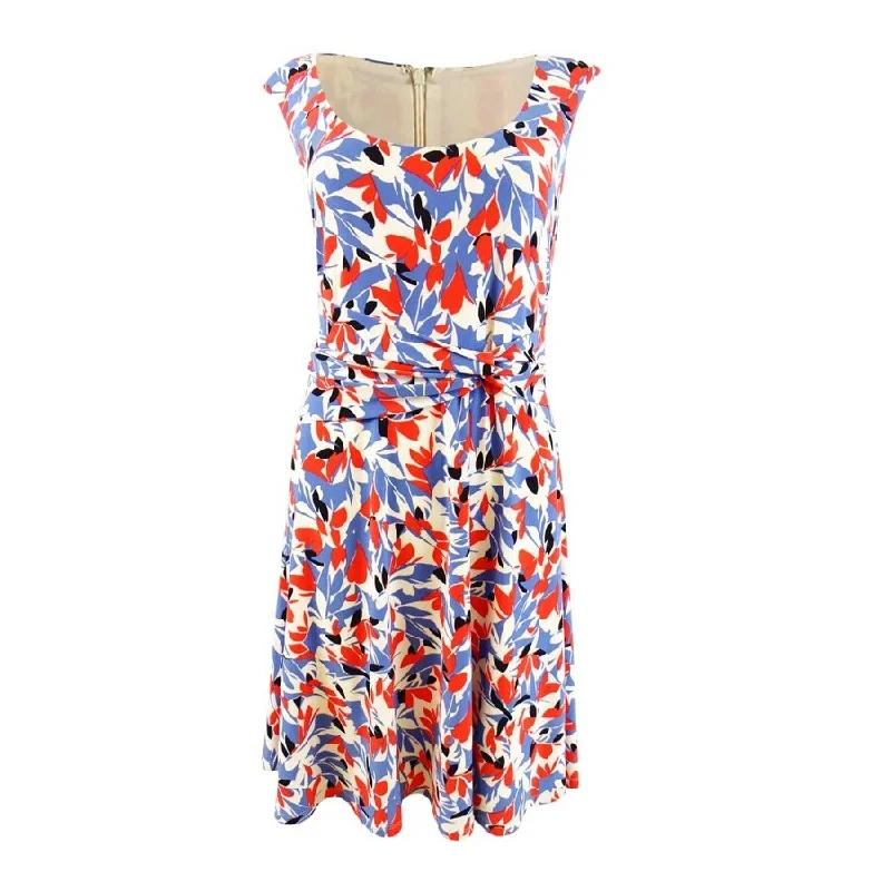 Lauren Ralph Lauren Women's Floral Jersey Dress (10, Blue/Orange)