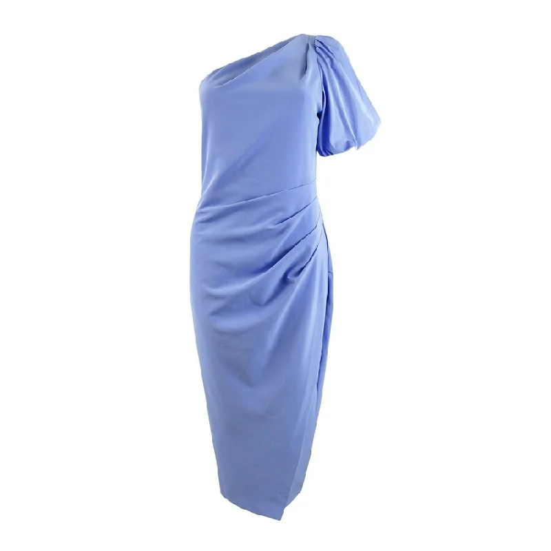 Lauren Ralph Lauren Women's One-Shoulder Crepe Cocktail Dress (6, Blue Loch)