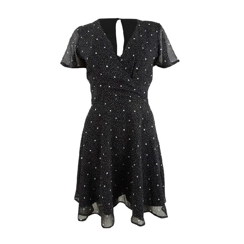 Maison Jules Women's Dotted Faux-Wrap Fit & Flare Dress