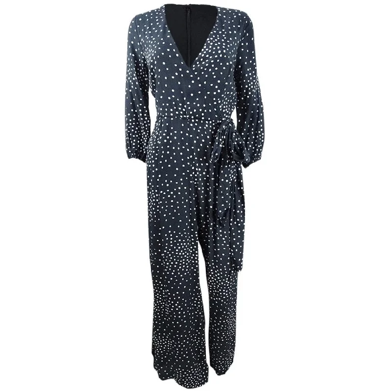 Taylor Women's Polka-Dot Surplice Jumpsuit