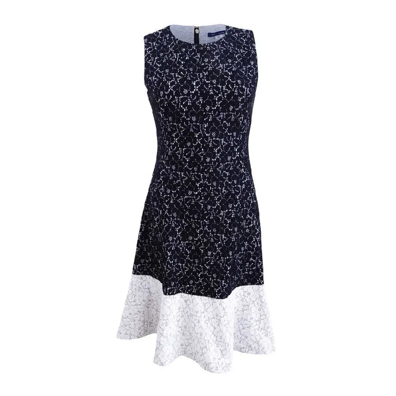 Tommy Hilfiger Women's Colorblocked Lace Fit & Flare Dress