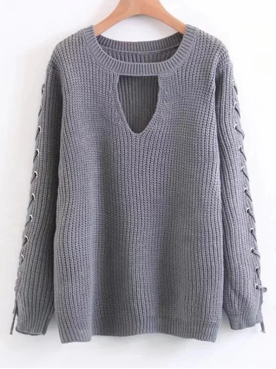 Fashion Lace Up Chunky Choker Sweater