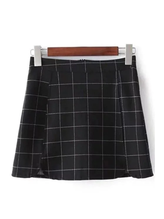 Fashion Plaid Print High Waist Mini Skirt Dynamic Women's Moto