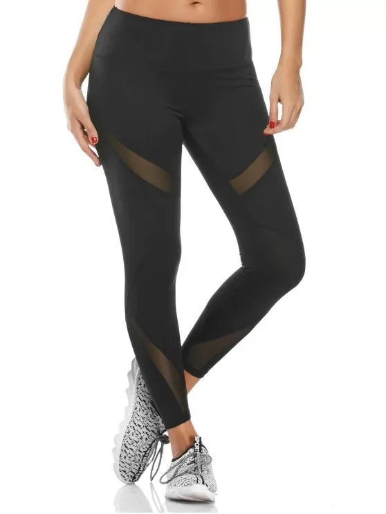 Fun Midi Waist Capri Mesh Panel Workout Leggings