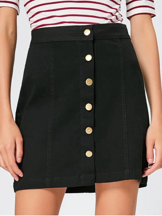 Gorgeous Button Fly High Waisted Mini Skirt Vacation