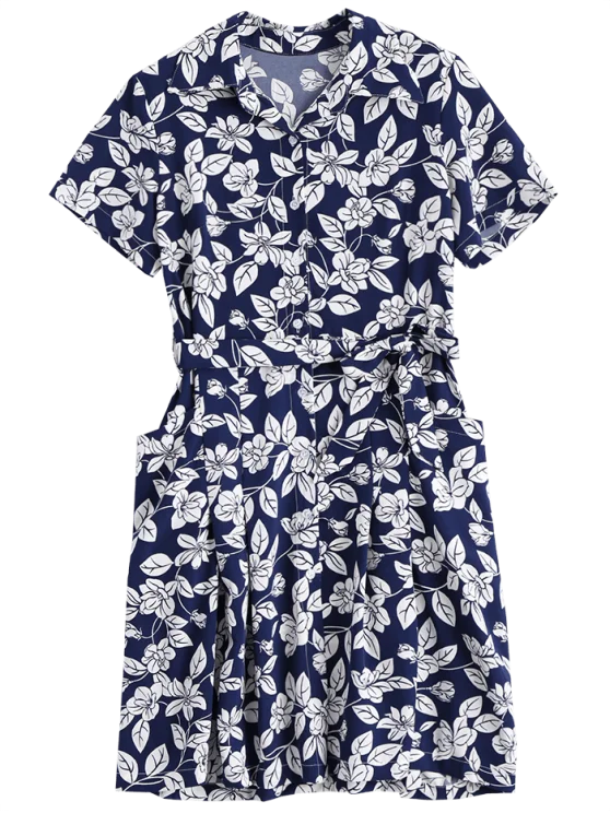 Gorgeous Floral Belted Vintage Shirt Dress