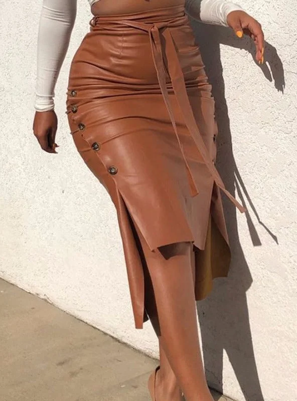 Gorgeous Lace Up High Slit Maxi Velvet Skirt Luxurious Women's High -  end
