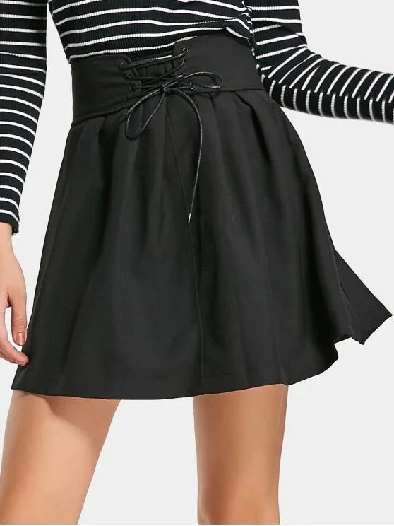 Gorgeous Ruffles Lace Up A Line Mini Skirt Refined Women's 