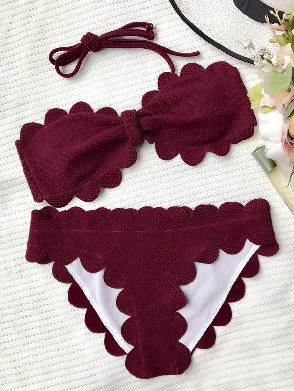 Scalloped Bandeau Bathing Suit