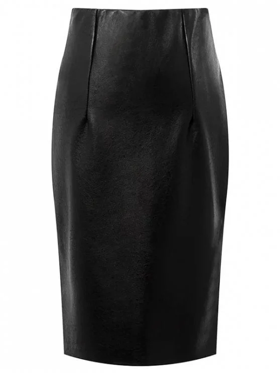Stunning Faux Leather High Waisted Pencil Skirt Bold Women's Statement