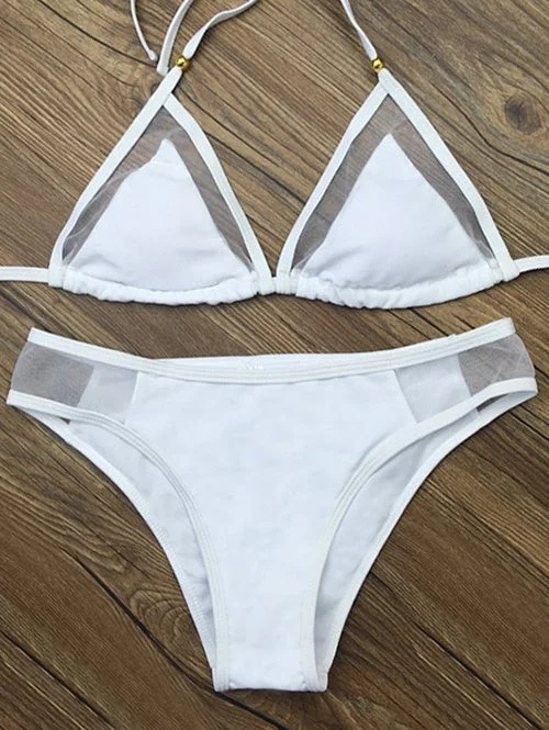 Voile Panel See-Through Bikini Set