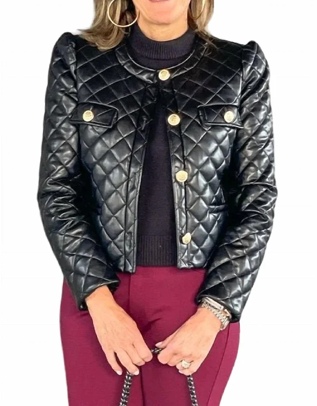 Cropped Quilted Coco Jacket In Black