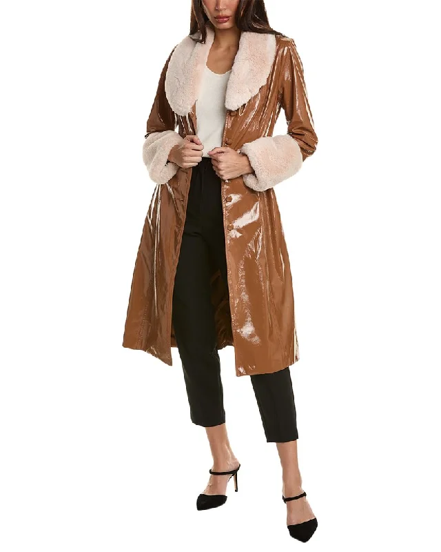 Elie Tahari Vegan Liquid Leather Coat