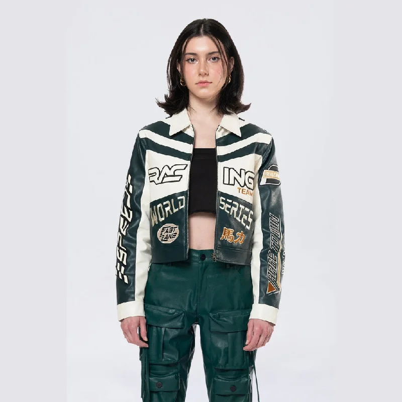 Collared Racing Jacket - Oxidized Green