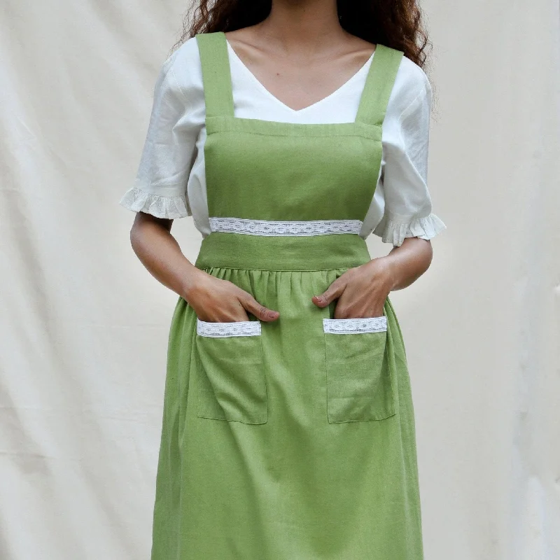 Light Green Cotton Flax Comfort Fit Apron