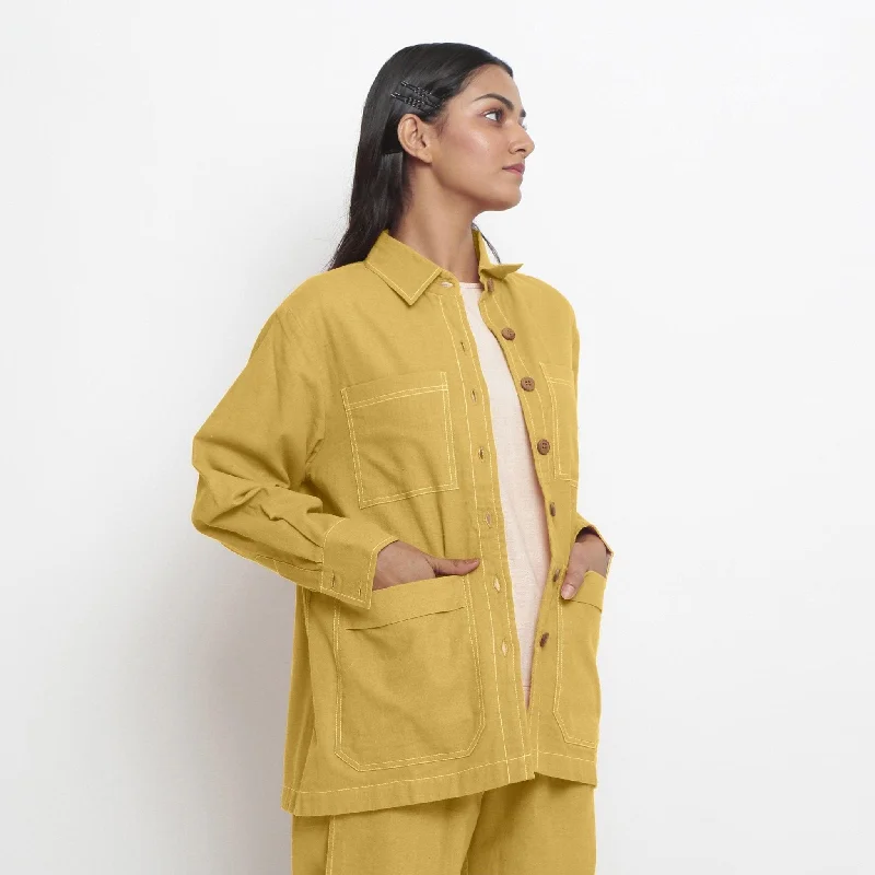 Light Yellow Handspun Cotton Button-Down Jacket