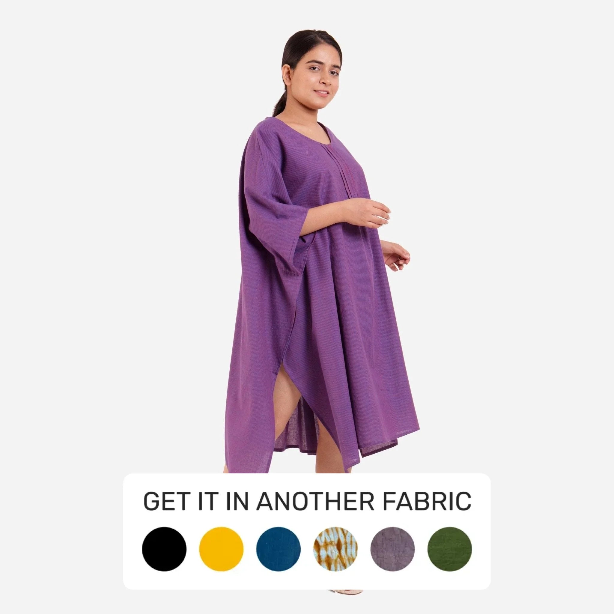 Violet Striped Mangalgiri Cotton Anti-Fit Kaftan