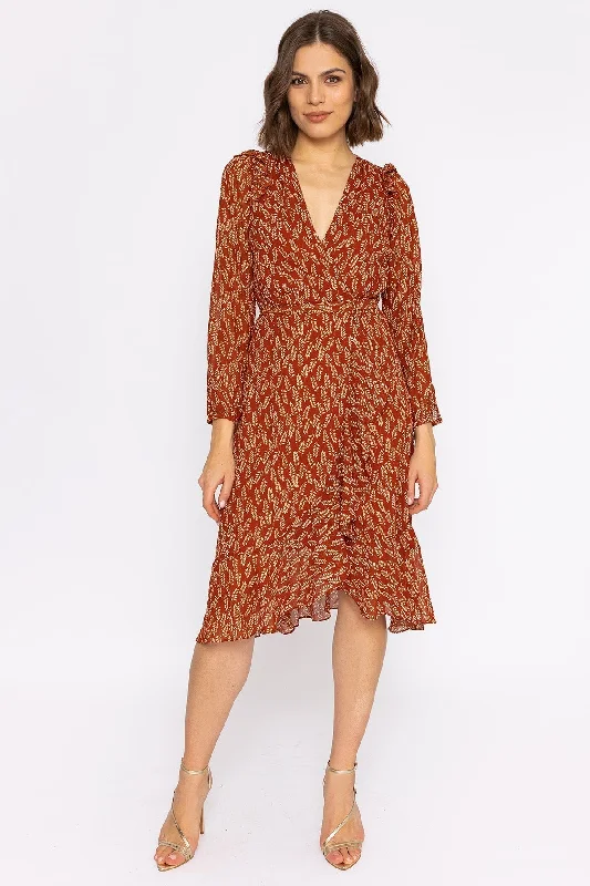 Boho Wrap Dress in Rust