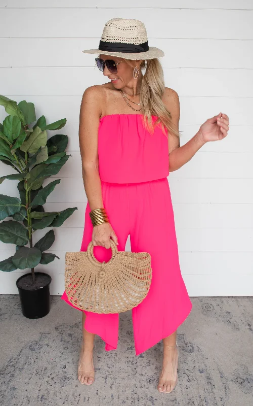 Ready for It Strapless Jumpsuit | Hot Pink