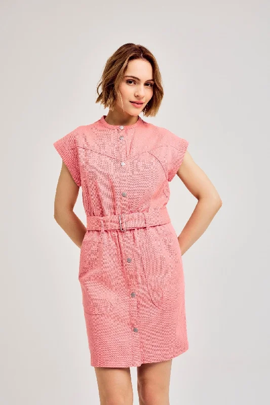 Dive Pink Mini Denim Dress